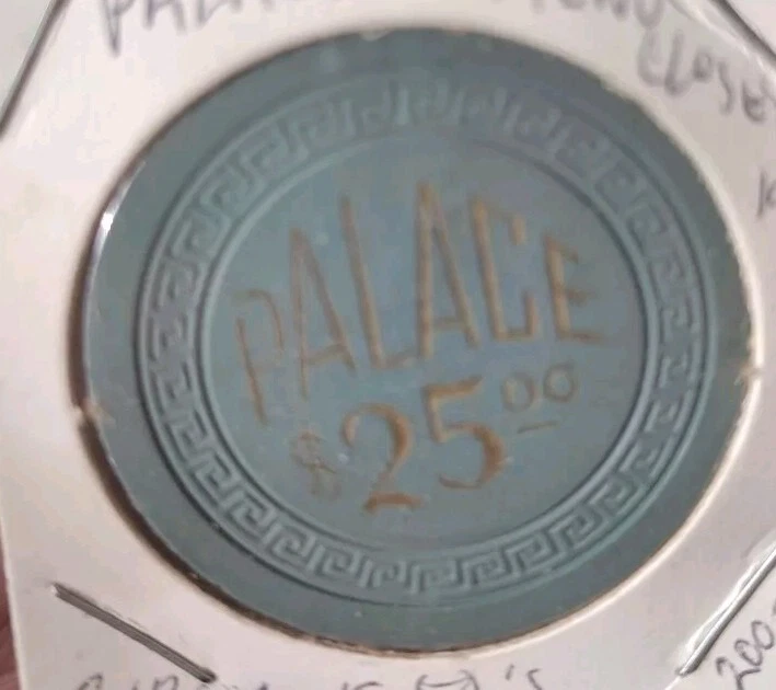 Lot Of 2 Palace Club $25.00 Casino Chip Reno NV  Small Key Mold Dark Green - Image 3 of 4