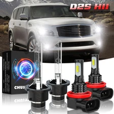 Para For Infiniti QX56 2011-2013 HID Xenon Faros +LED Fog Light Bombillas 6000K
