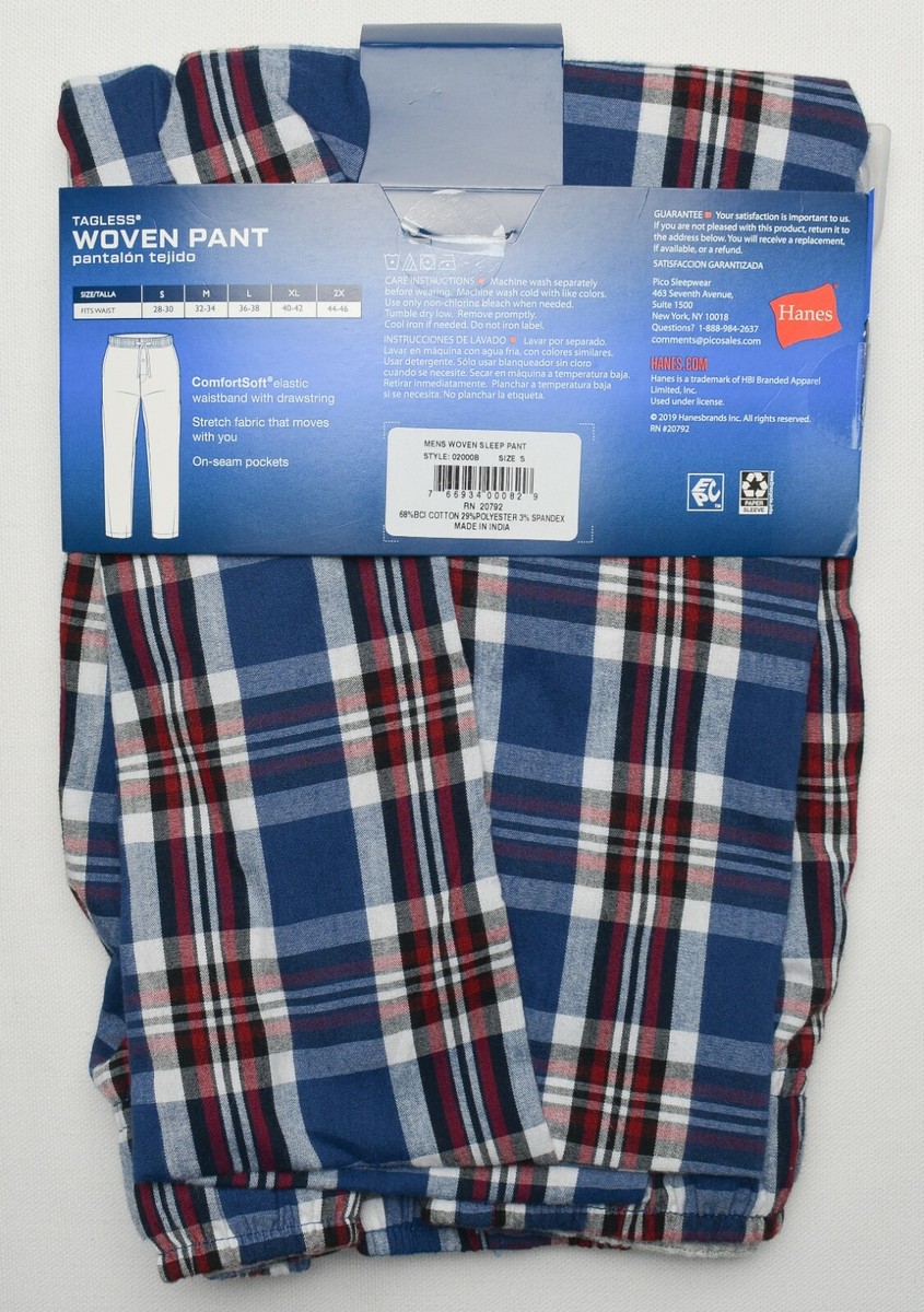 エクセレント Hanes #10994 NEW Men's Multi-Color Plaid Stretch Tagless Woven
