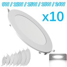 10 PCS - 9W 12W 15W 18W 24W LED Recessed Ceiling Panel Down Lights Lamp Fixtures