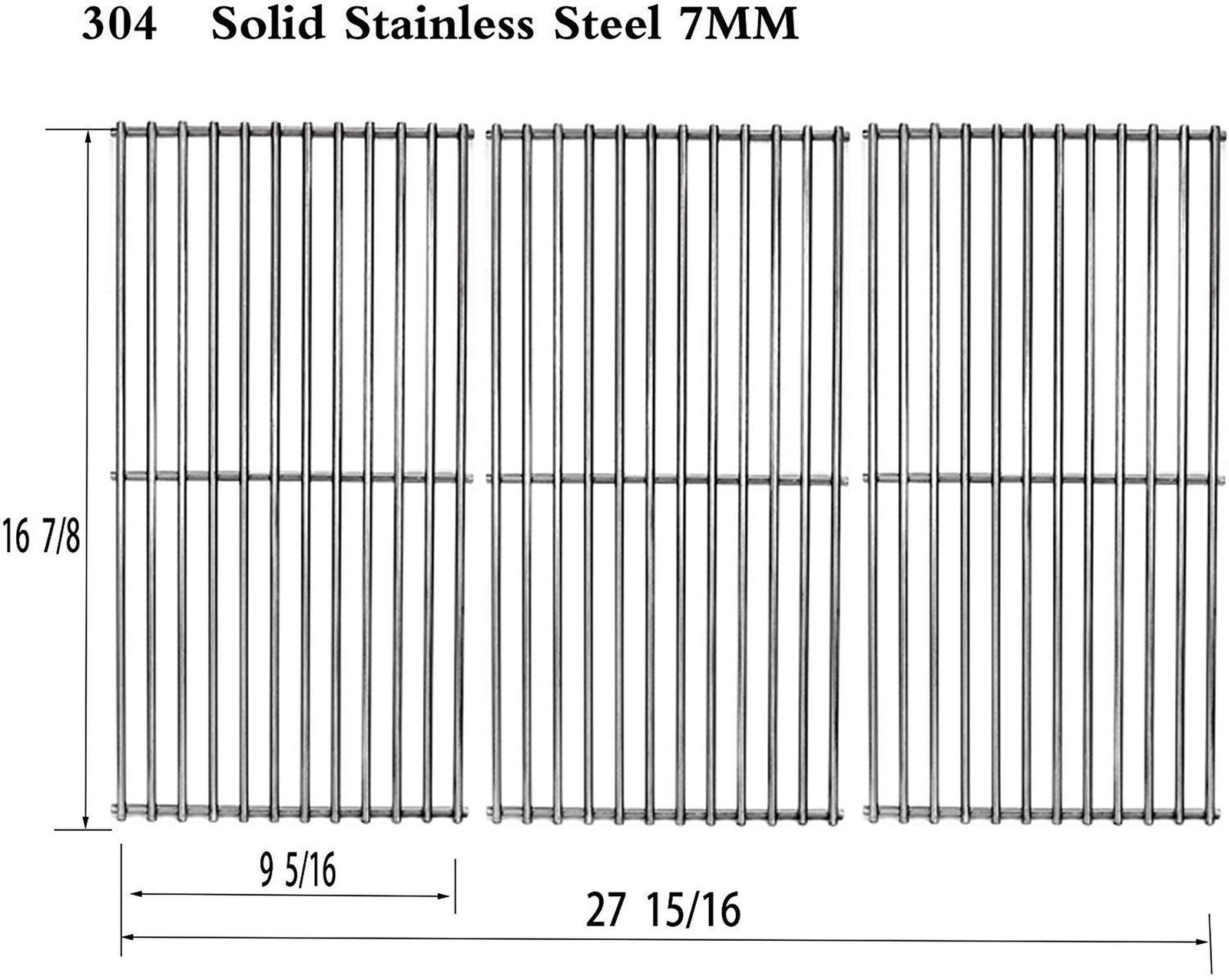 S6876C (3-Pack) 16 7/8" Stainless Steel Cooking Grid Grates for Charbroil 463...