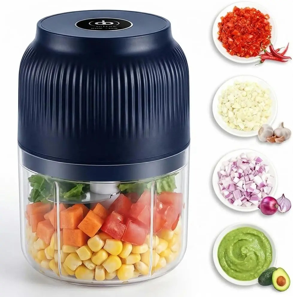Electric Garlic Chopper Mini Portable Food Processor 300ml USB Rechargeable