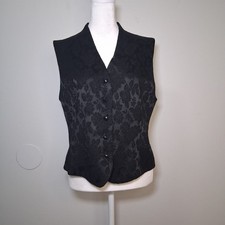Embroidered Texture Women's Vest Sz 6 Gothic Dark Romantic Whimsigoth Victorian