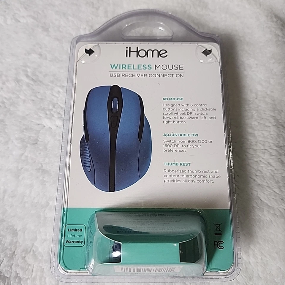 New iHome Wireless Mouse for Mac & PC Windows Adjustable DPI Thumb Rest Blue - Image 3 of 4