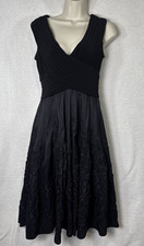 Adrianna Papell Black Soutache Floral Dress Holiday Glam Core ALine, Size 6