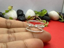Handmade925Sterling Silver Multi Band Ring Adjustable Open Twisted Beaded Design