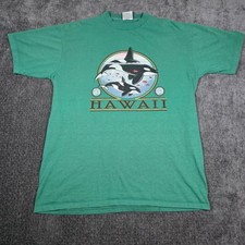 Vintage Outhouse Designs Orca Hawaii T Shirt Mens Large Green Made in USA 90s L