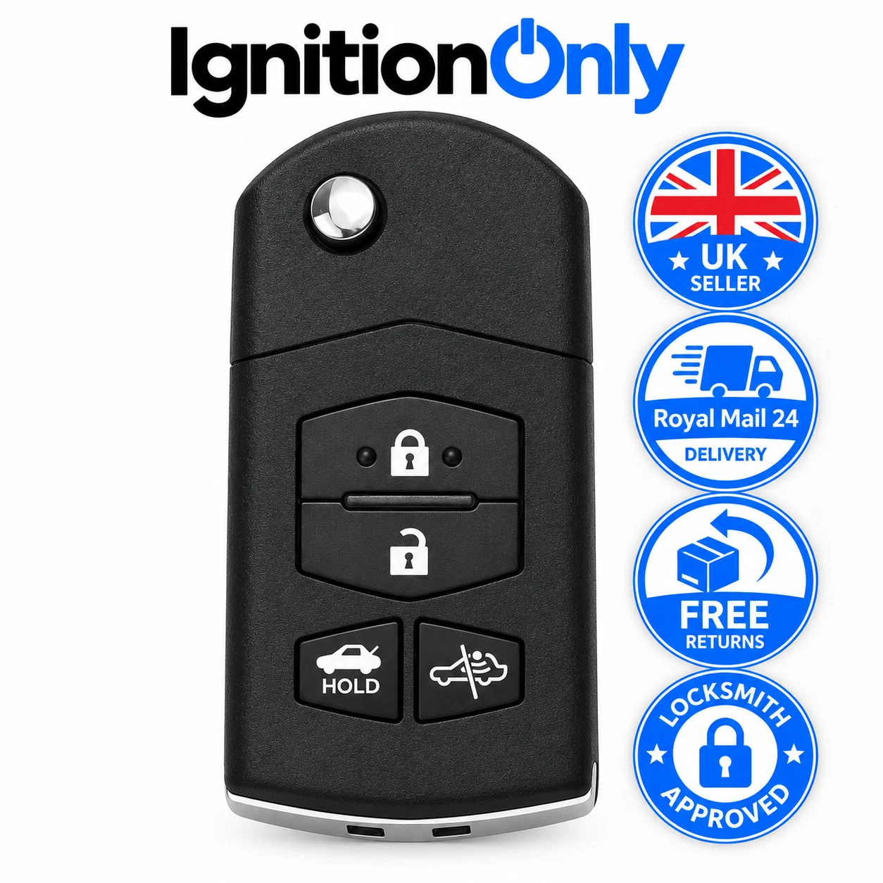 Mazda MX-5 4 button flip remote key fob case — view 1