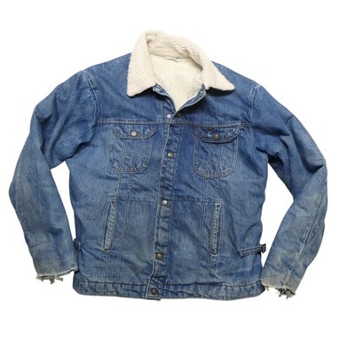 Vintage Key Jacket Mens XL Blue Denim Sherpa Lined Bomber Western Workwear 70s