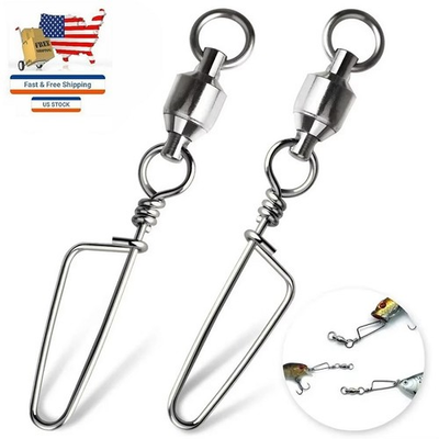 #ad 50 100PCS Fishing Ball Bearing Swivels with Coastlock Snap Fishing Connector $62.59