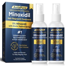 5 Minoxidil Biotin Extra Strength Hair  Beard Regrowth Treatment 2 x 2 fl oz