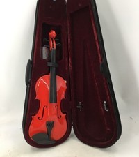 Red 4 Strings Chinrest Right Handed Acoustic Violin In Soft Case