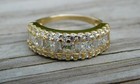 14K Yellow Gold Elegant Princess, Baguette & Round Cut CZs Cluster Ring Sz 7/4 g — photo 7