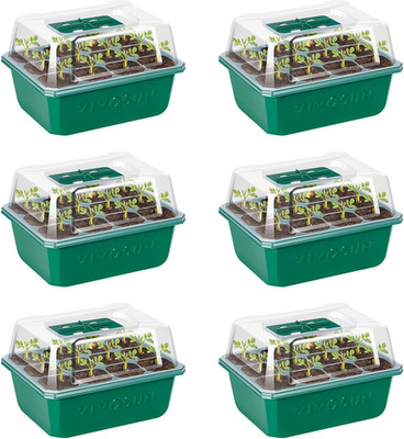 6-Pack Seed Starter Trays, 72-Cell Seed Starter Kit with Humidity Dome, Flat Reu