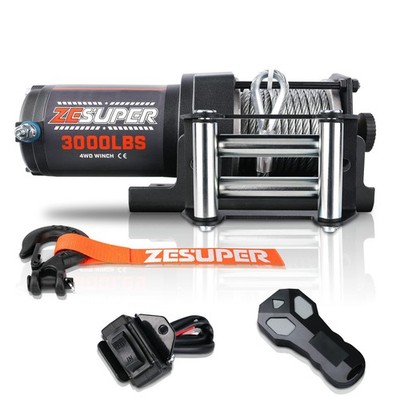 ZESUPER 3000 lb Electric Winch Steel Cable Off Road ATV 3000LBS, 