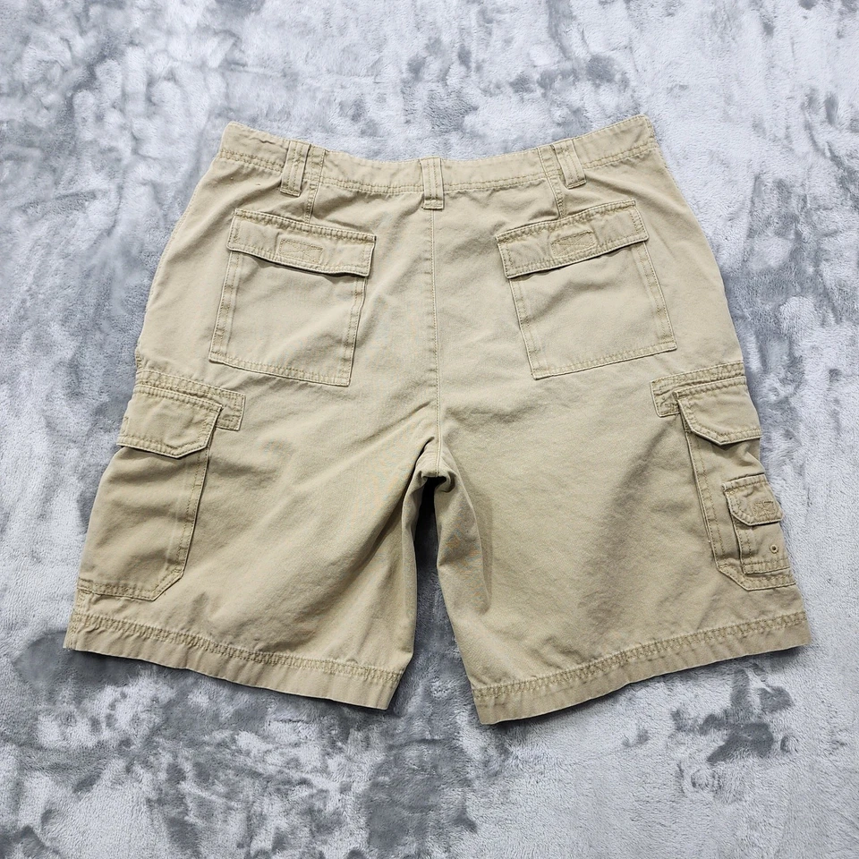 Shorts masculino IZOD 36 bronzeado cáqui carga lona algodão roupa de trabalho ao ar livre casual preppy - Imagem 4 de 4
