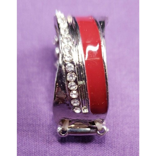 Paparazzi "Wrapped In Radiance" Red Stretch Ring, clear rhinestones, Silver Tone - Picture 2 of 10