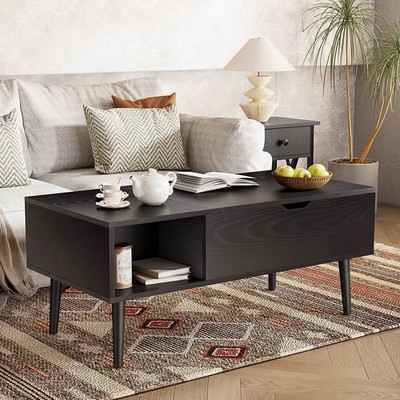 Wood Lift Top Coffee Table with Hidden Compartment Storage Space Shelf Rack