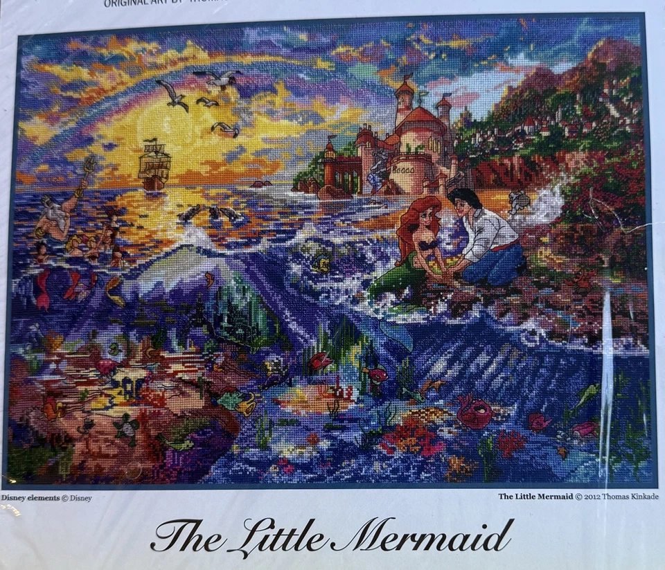 Disney Dreams Little Mermaid Thomas Kinkade Counted Cross Stitch 16x12 52507 NEW - Image 3 of 3