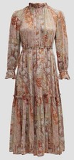 Zimmermann High Neck Kaleidoscope Print Belted Ruffle Midi Dress Size 3 AU 10 US