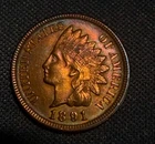 1891 Indian Head Cent Red Brown Uncirculated superb strike nice toning