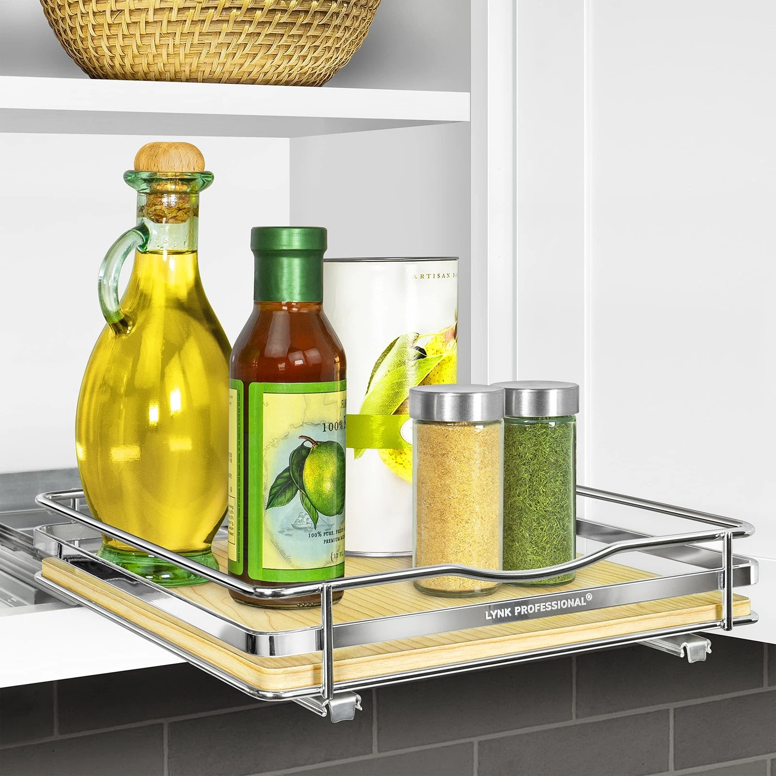 LYNK PROFESSIONAL® Élite™ Pull Out Spice Rack 10-1/4" - 1 Tier, Wood