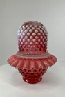 Fenton Cranberry Opalescent Hobnail Glass 3 Piece Fairy Lamp Votive Holder