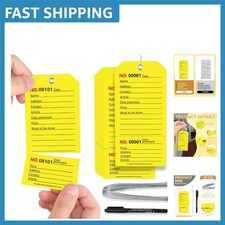 High-Quality Yellow Service Repair Tags - 100 Numbered Labels with Wire Ties