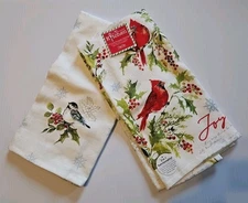 2-KAY DEE DESIGNS Cardinal and Chickadee~Dual Purpose Terry Towels~16"x26″