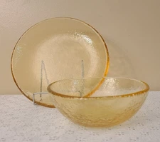 Set Fire & Light Citrus Recycled Glass Plate and Bowl, VGC