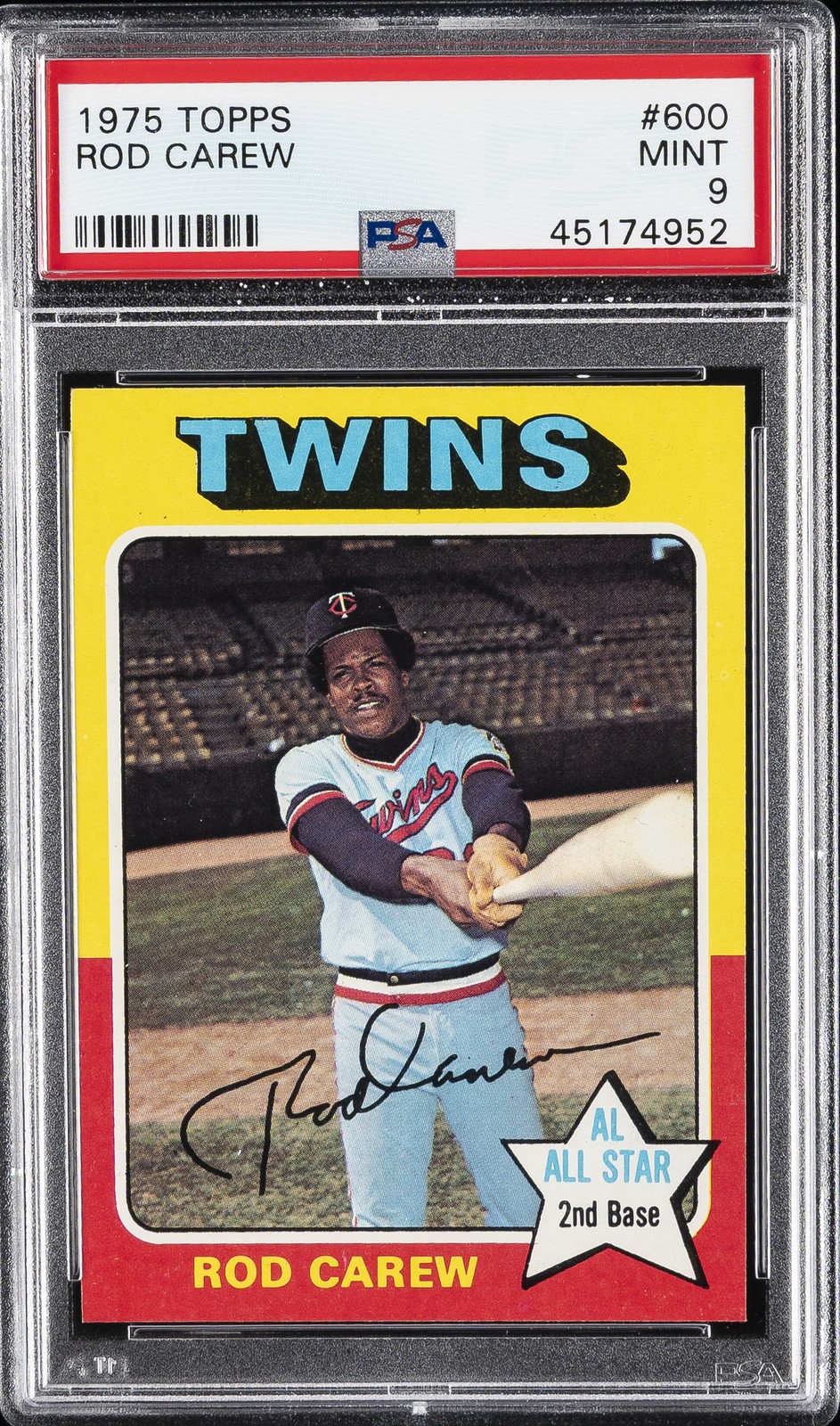 1975 TOPPS #600 ROD CAREW PSA 9