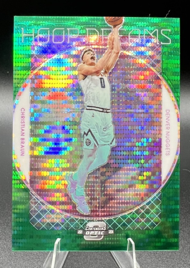 2022 Panini Contenders Optic Green Pulsar Prizm /25 Christian Braun #5 Rookie RC