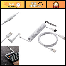 Custom Braided Coiled USB-C to USB-A Cable - Durable, Tangle-Free, 6ft, White