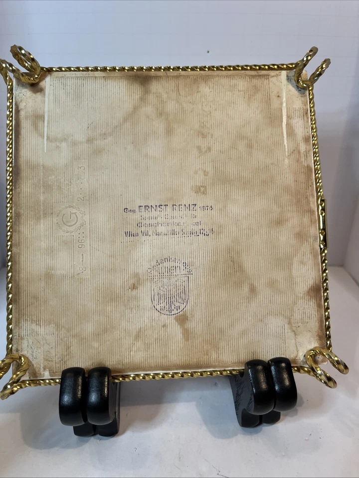 Antiguo remache de metal de porcelana dorado pintado a mano por Ernst Renz Alemania Foto 4 de 4