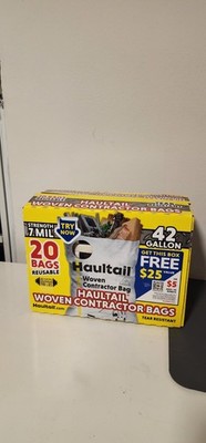 Haultail Woven Contractor Bags 42-Gallon Scent free Off-white Outdoor Polypropyl