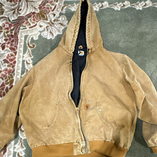 Carhartt Men's 2XL Tall Brown Active Jacket Hooded Lined Full Zip Big Tall