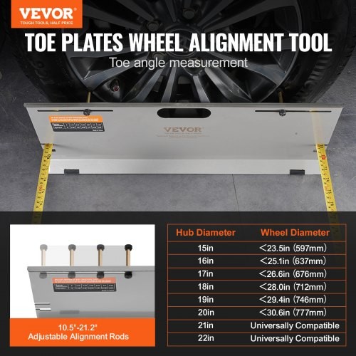 VEVOR Wheel Alignment Tool, 2-Pack Alignment Tool Toe Plates, Stainless Steel To
