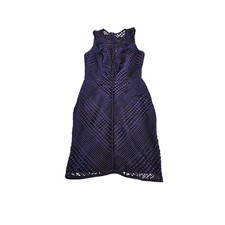 Adelyn Rae Blue Lace Bodycon Dress Small Geometric Cocktail Sheath