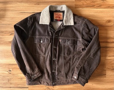 Levi s Sherpa Lederjacke Made In Mexico Vintage 90s Gr L Retro Echt Leder
