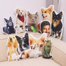 Custom Pet Portrait Plush Pillow - Personalized Dog Photo Shaped Cushion Gift