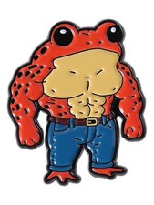 Funny Buff Frog Enamel Pin Brooch  Muscular Red Frog Cartoon Lapel Pin