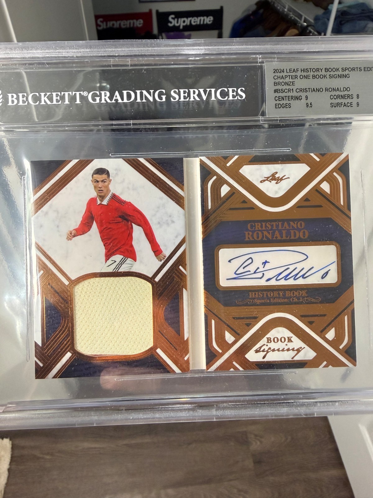 2024 Leaf History Book Cristiano Ronaldo Auto Patch Game Used /8 - BGS 8.5 view 2