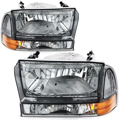 For 2000-04 Ford Excursion Front Headlights Assembly Smoke Lamps Left + Right