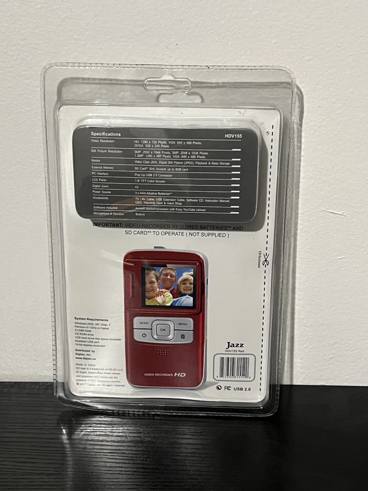 Jazz 5MP 1.8”flip HI-definition video recorder with camera-HDV155 RED NEW - Image 2 of 2