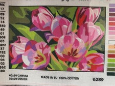 Collection D Art Printed needlepoint canvas 30x40 Cm Canvas Only Tulips
