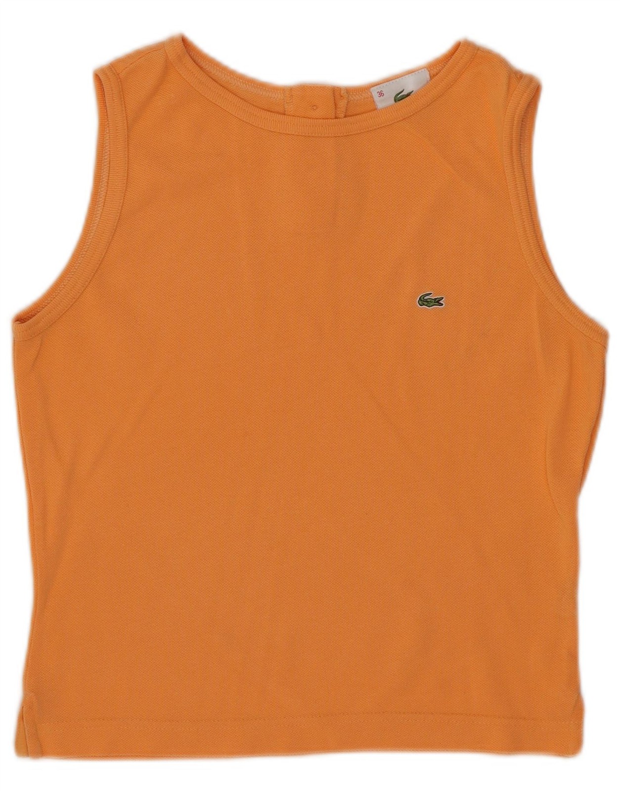 Lacoste Womens Crop Vest Top Size 36 Small Orange Cotton DL23