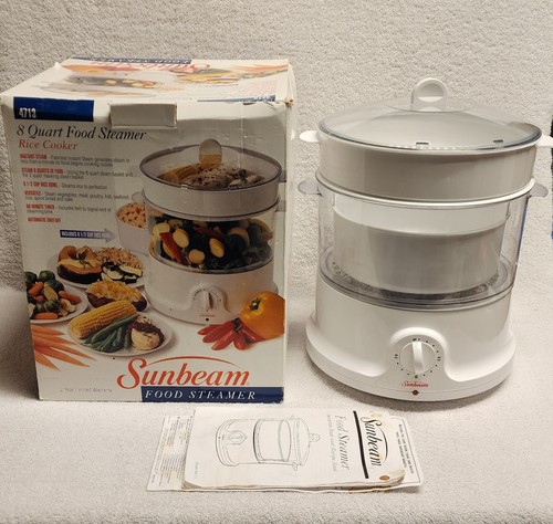 Sunbeam 8 Quart Food Steamer Rice Cooker Model 4713 Tested Works in Box w Manual