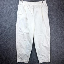 Everlane Dress Pants Womens 6 White Cotton Pleated High Rise Tapered Leg Barrel