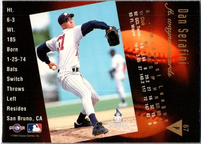 1994 Classic Best Gold Minor League - Dan Serafini #67 - Image 2 of 2