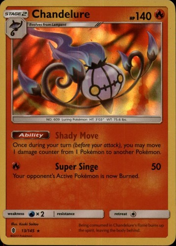 Chandelure 13/145 Holo Rare Guardians Rising Pokemon Near Mint